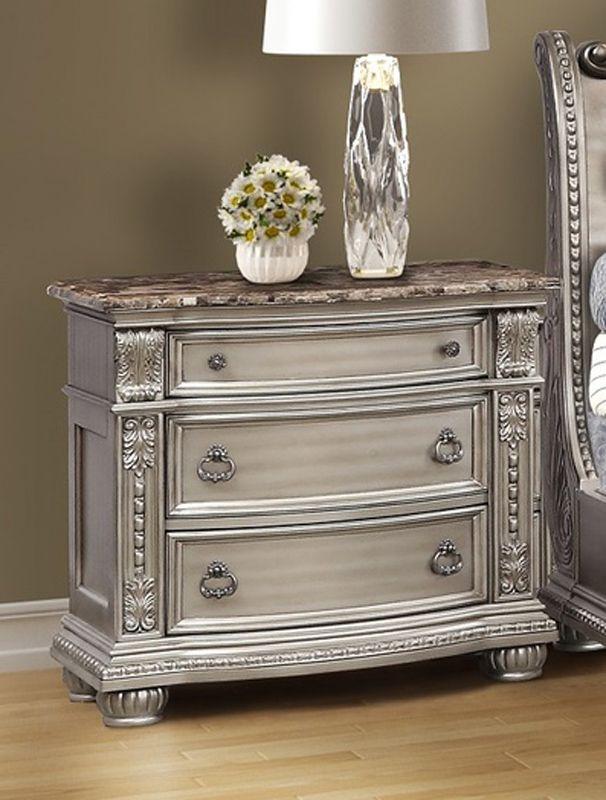 Antique Platinum Sleigh Queen Bedroom Set 5P Z322803