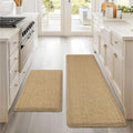 Beige Cushioned Anti-Fatigue Kitchen Mats 2PCS 17.3"x28" 17.3"x47" I6502