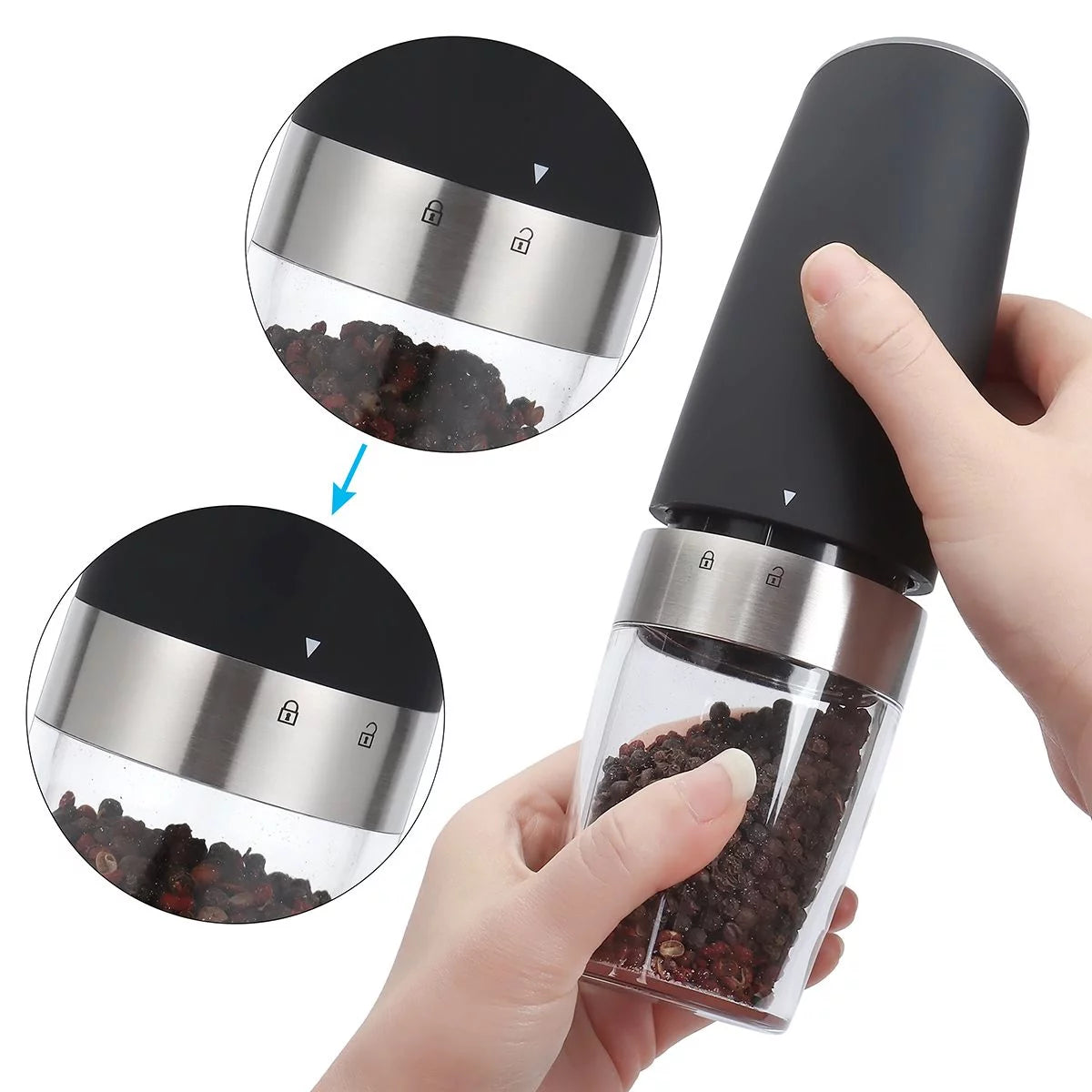 2 Pack Electric Salt and Pepper Grinder Set with Adjustable Coarseness D33947