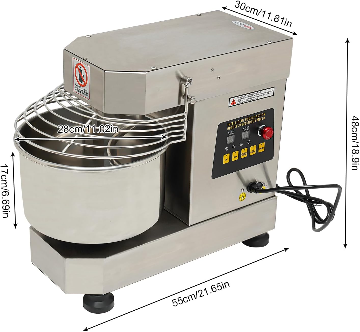 2.6 Gal 750W Stainless Steel Dough Mixer C127