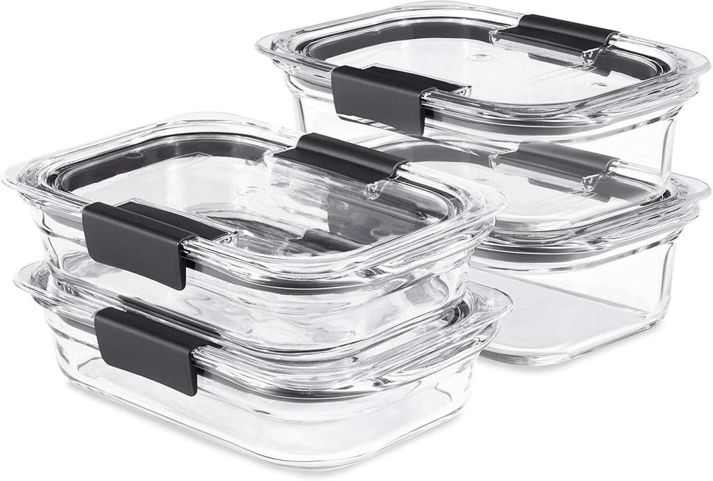 8-Piece Glass Food Storage Containers with Lids, Clear/Grey X7342