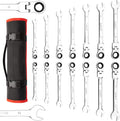 14-Piece Ratcheting Combination Wrench Set, SAE & Metric, Cr-V Steel with Storage Bag S76611
