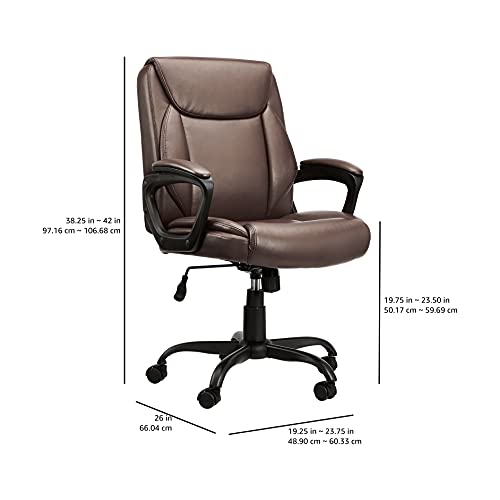 Black PU Padded Mid-Back Height Adjustable Office Desk Chair with Armrest H321