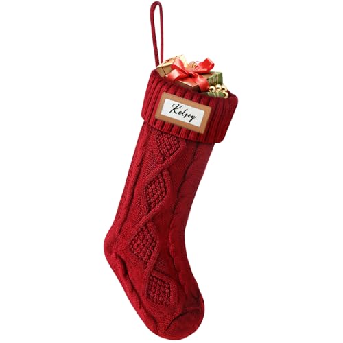 Red 18 Inch Cable Knit Christmas Stocking E52816