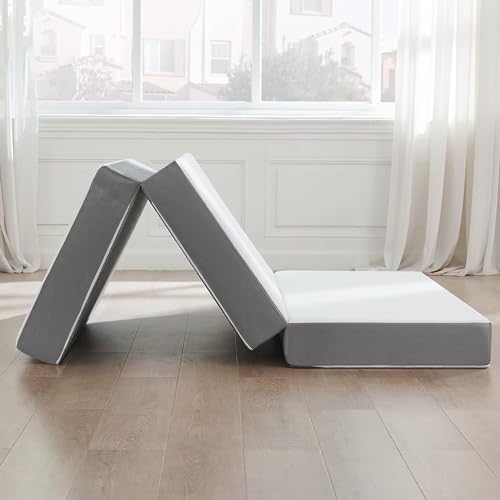 White 3-Inch Tri Folding Gel Memory Foam Mattress V810