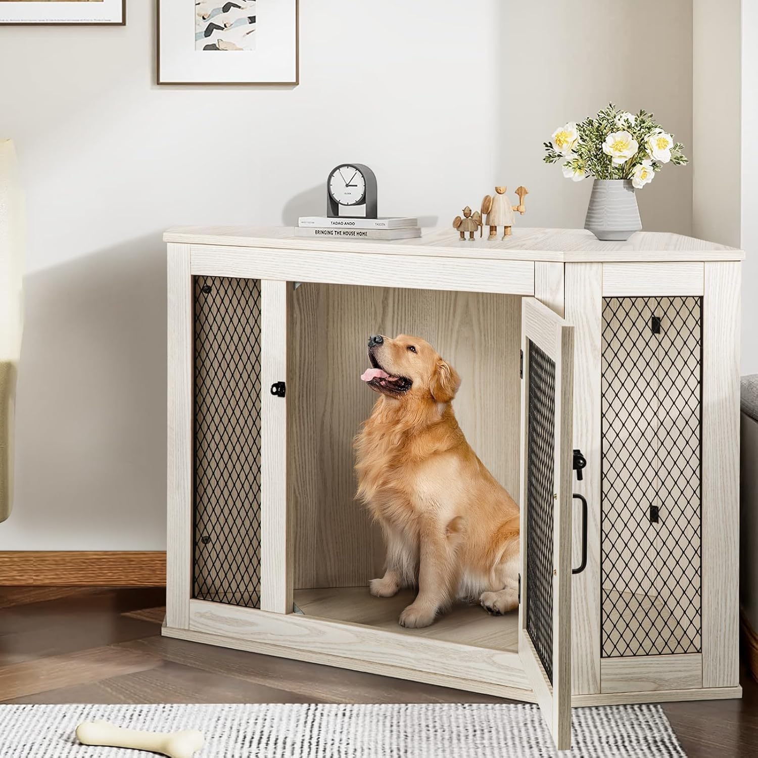 44/58inch Wooden Dog Kennel with Mesh C8041