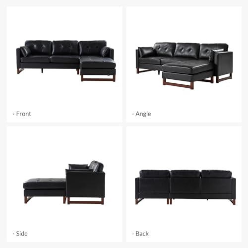 Genuine Leather 100 inch L Shaped 3 Seater Sectional Sofa with Chaise, Brown Q854550
