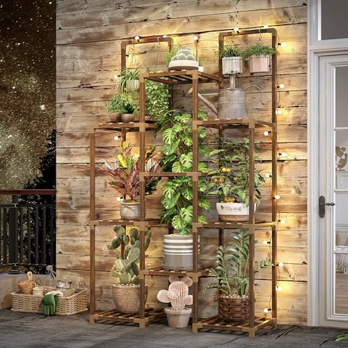 13 Potted Double Rod Wood Plant Stand 56''W*11.6''D*47''H W889584