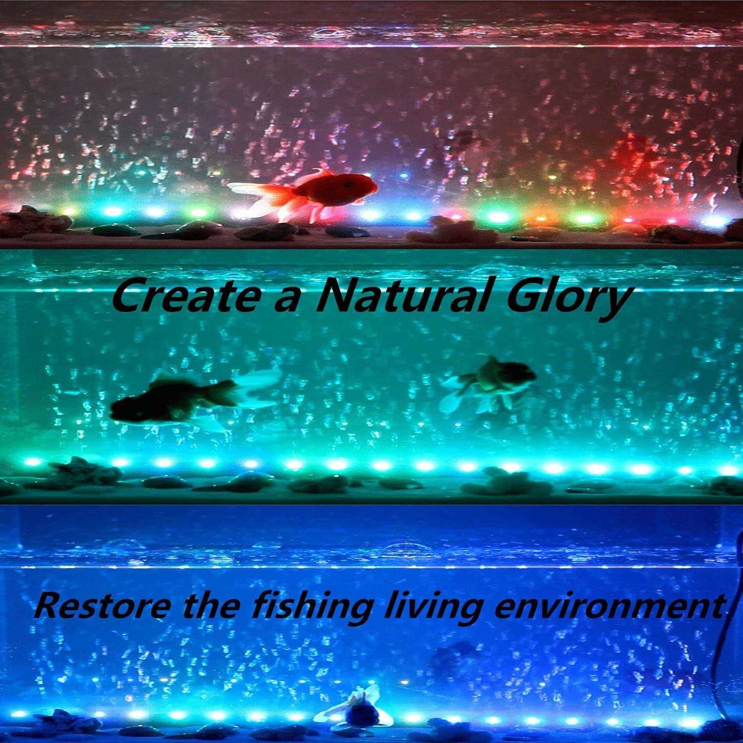 LED Aquarium Light 2 Pack 15 inches Fish Tank Light RGB Color Submersible Crystal Glass Lights C998
