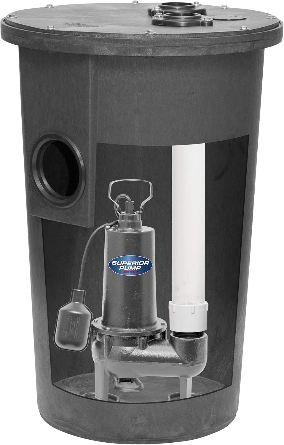 Cast Iron Tethered Float Switch Sewage Pump, 1/2 HP, Black H20352