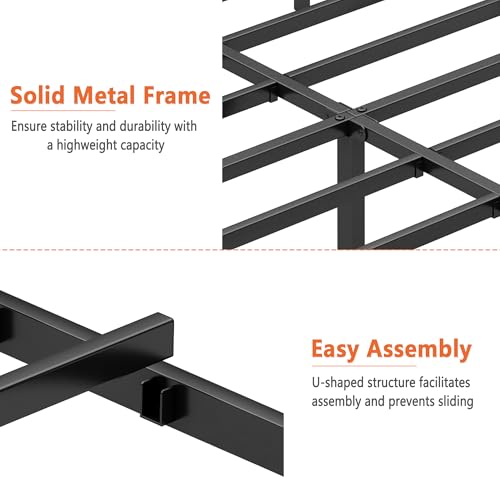 Full Metal Platform Bed Frame with Steel Slat Support W6256