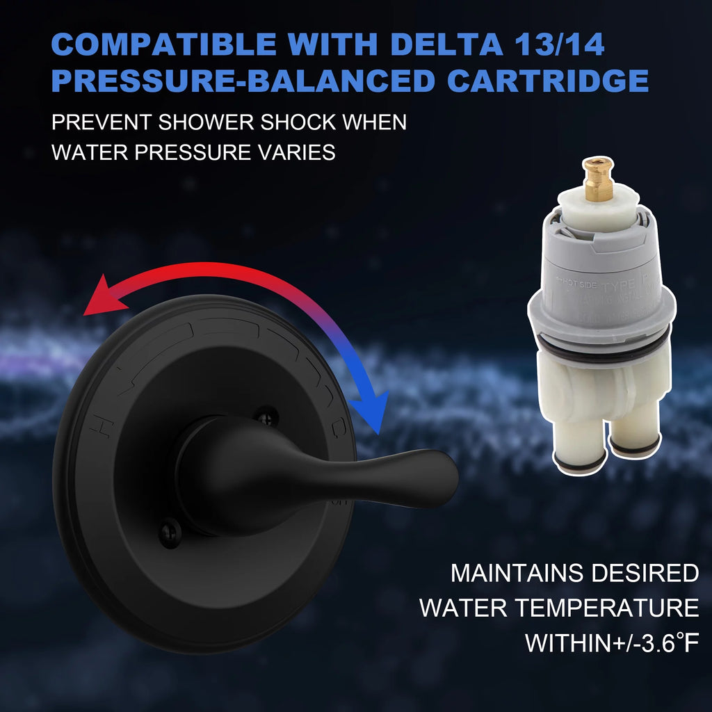 Matte Black Single-Function Shower Valve Trim Kit H2062