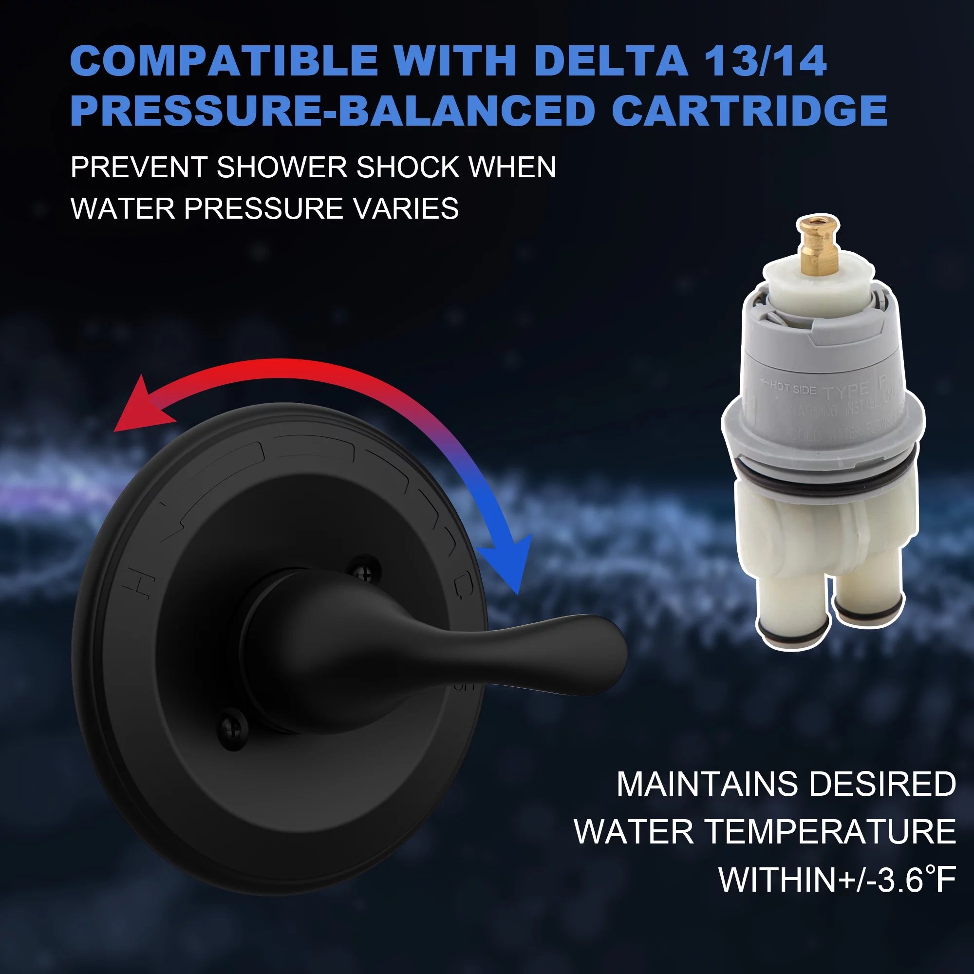 Matte Black Single-Function Shower Valve Trim Kit H2062