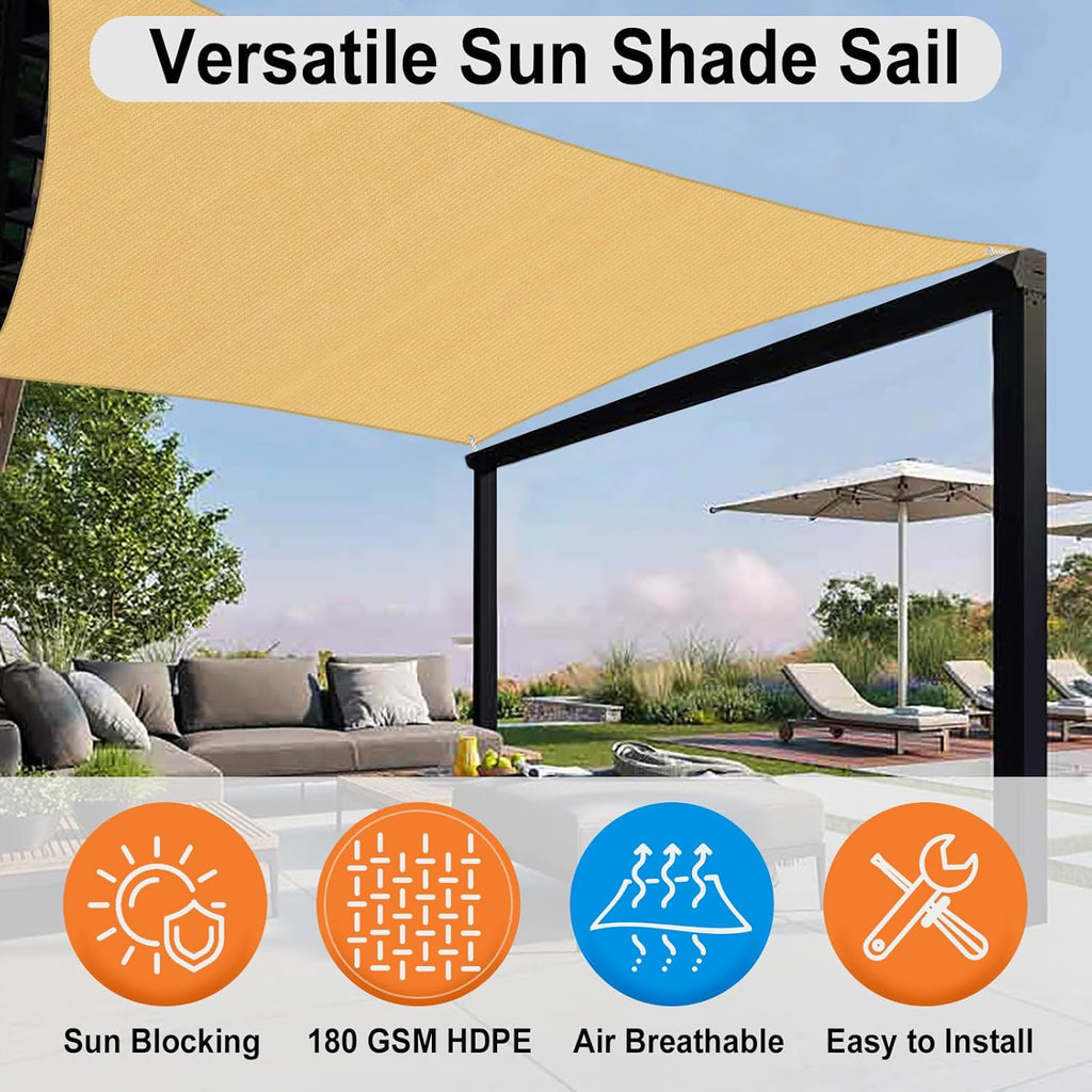 Rectangle Sun Shade Sails 5 x 8 ft Sand U3495