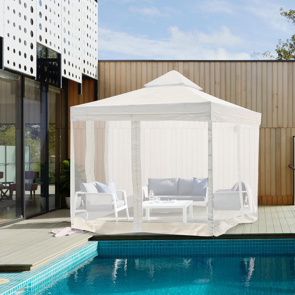 White 10'x10' Gazebo Top Replacement Mesh Net D343911