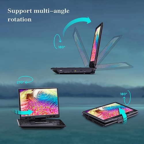 14.9" Portable DVD Player with 12.5" HD Swivel Screen, 6 Hours Rechargeable Battery, Car Headrest Mount F6011