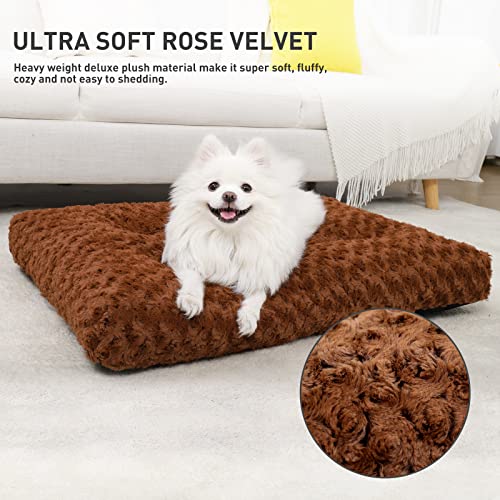 Washable Plush Dog Crate Bed, 35" x 23", Gray B68541