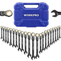 22-piece Ratcheting Wrench Set with 180° Flex Head, Anti-Slip Tooth, Metric 6-18mm & SAE 1/4-3/4", Black Electrophoretic Coating H14682