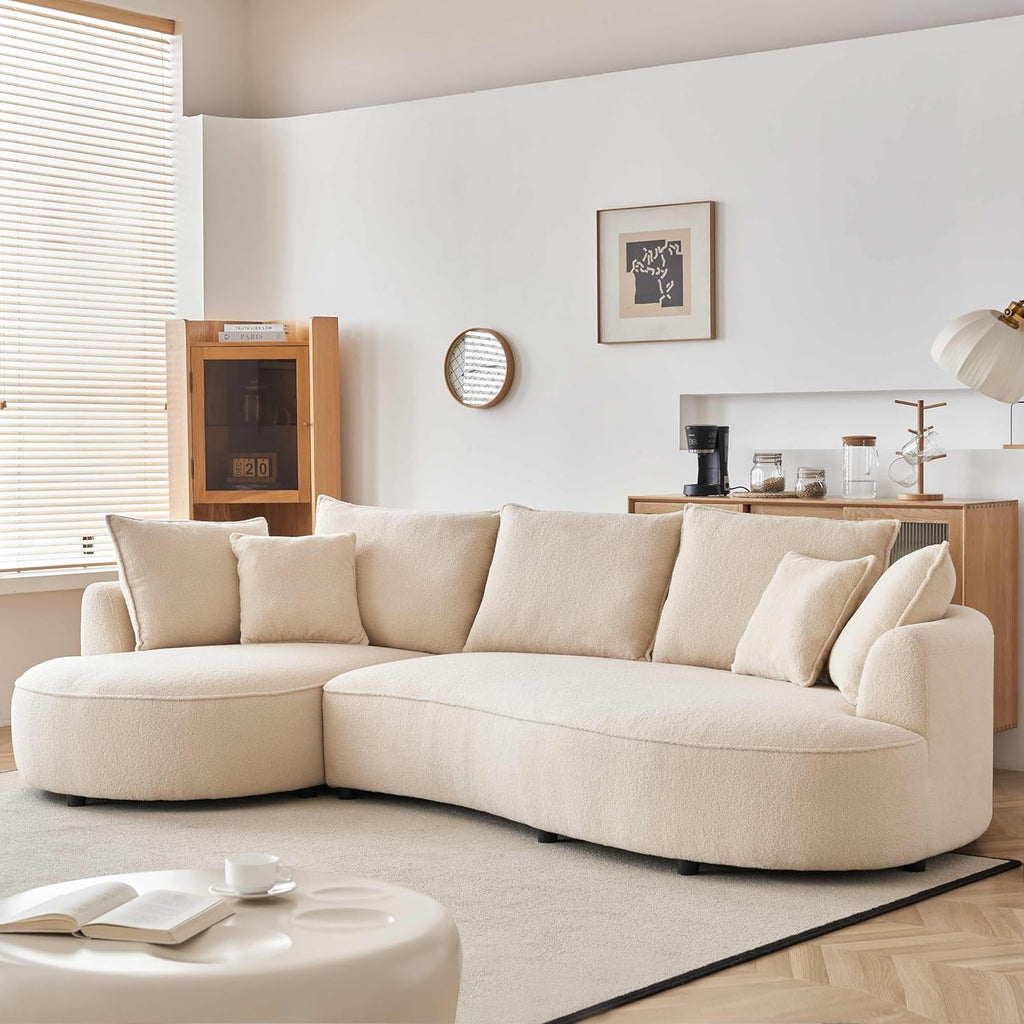 Beige Boucle Fabric Curved Modular Sectional Sofa R869156
