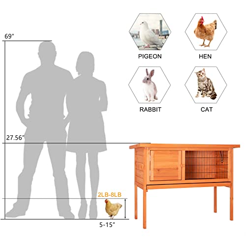 36" Single Deck Waterproof Wooden Rabbit Hutch J313732
