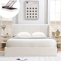 Queen Size Upholstered Storage Bed with Hydraulic Support Bars, White F113528