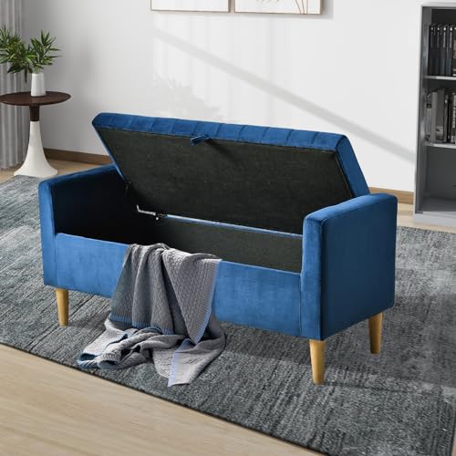 Gray Velvet Upholstered Storage Ottoman Bench C69706