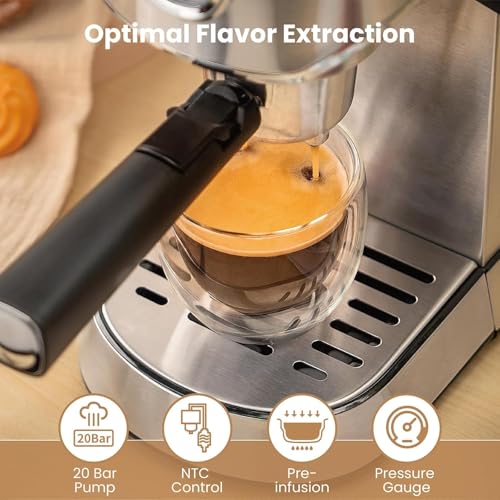 Compact Stainless Steel Espresso Machine with Steam Wand R11636