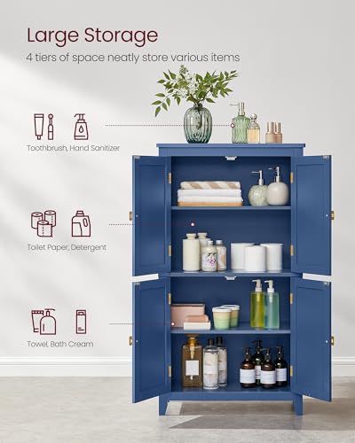 Forest Green 4 Door Freestanding Bathroom Storage Cabinet with Adjustable Shelves L6170