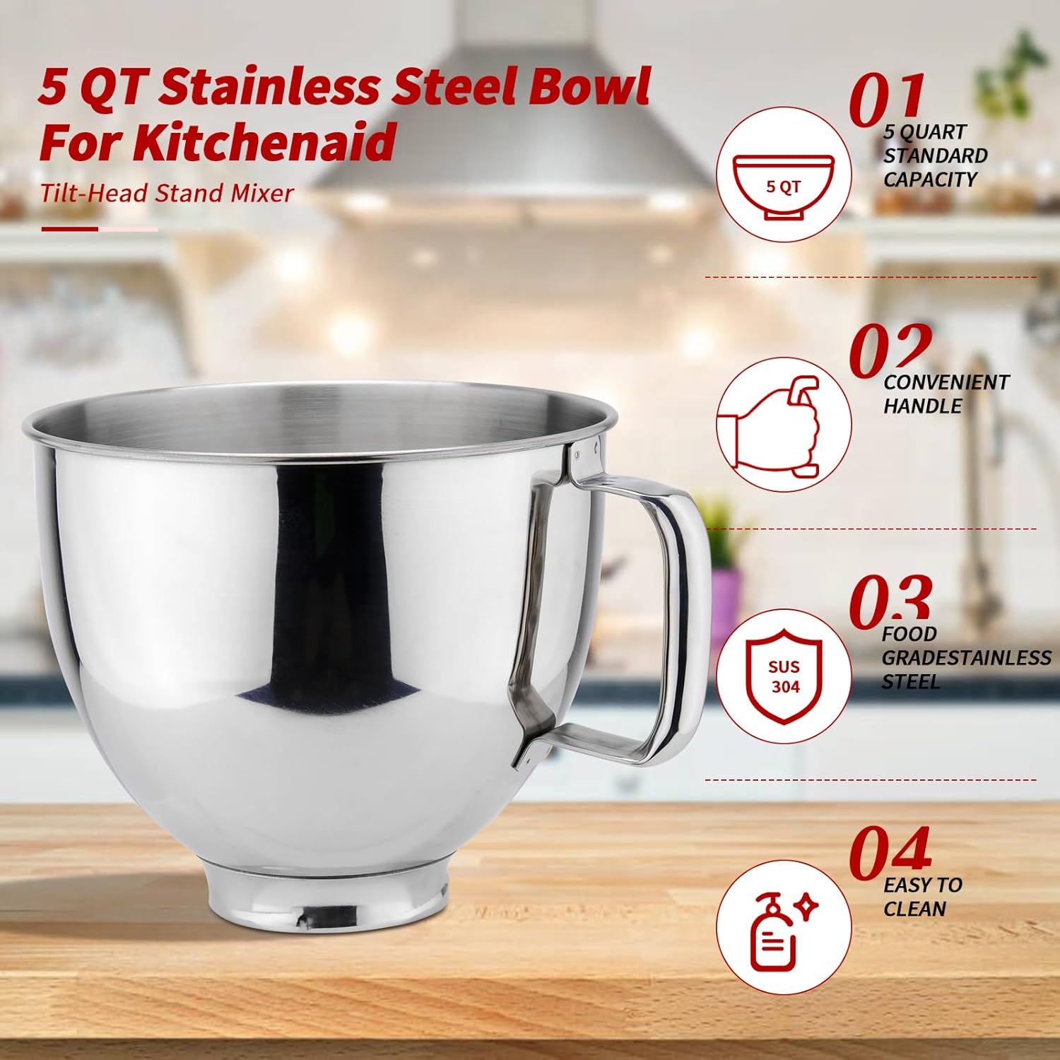Stainless Steel 5 Quart Mixer Bowl U709