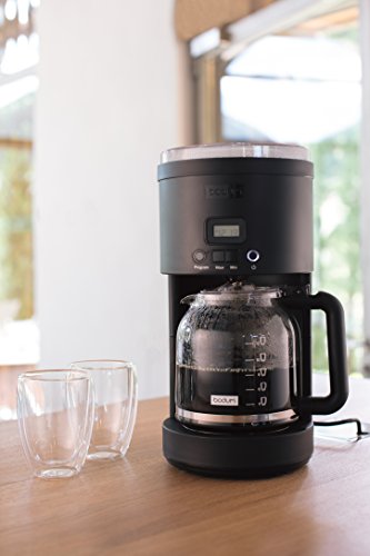 Black 12 Cup Programmable Coffee Machine with Borosilicate Glass Carafe U673