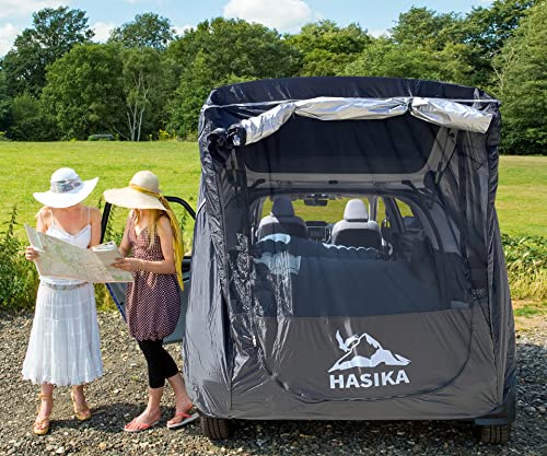 Black Waterproof SUV Camping Tent Awning with Screen Net N8853