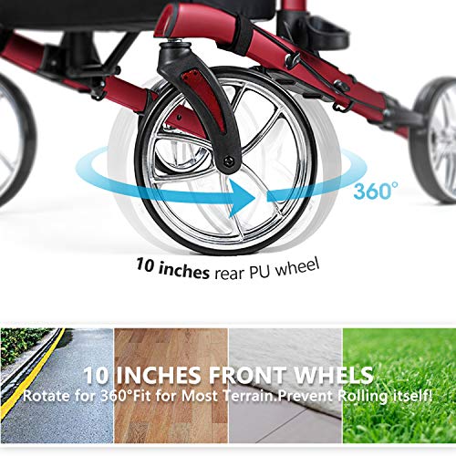 Gray Upright Rollator Walker with Seat and Padded Armrest A235