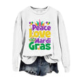 Mardi Gras Costume Letter Printed Round Neck Long Sleeve Top Tunic Tops K98792