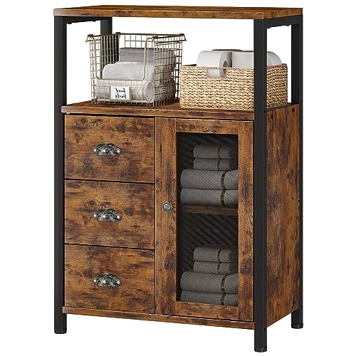 Bathroom Floor Storage Cabinet with 3 Removable Drawers and 1 Door Z784