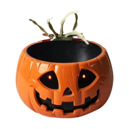 Halloween Candy Bowl with Moving Skull Hand and Glowing Red Eyes Q930983