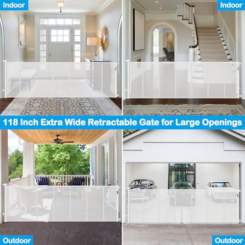 Reinforced 42 Inch Extra Tall Retractable Dog Gate Y460100