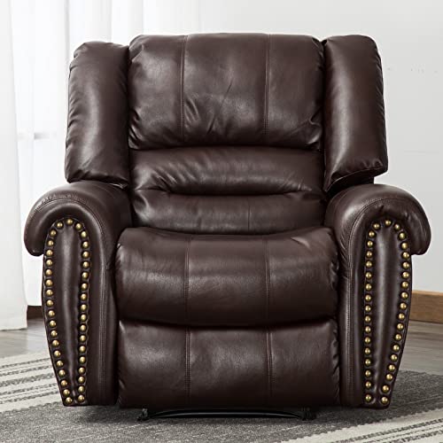 Leather Recliner Chair Set of 2, Nut Brown D558