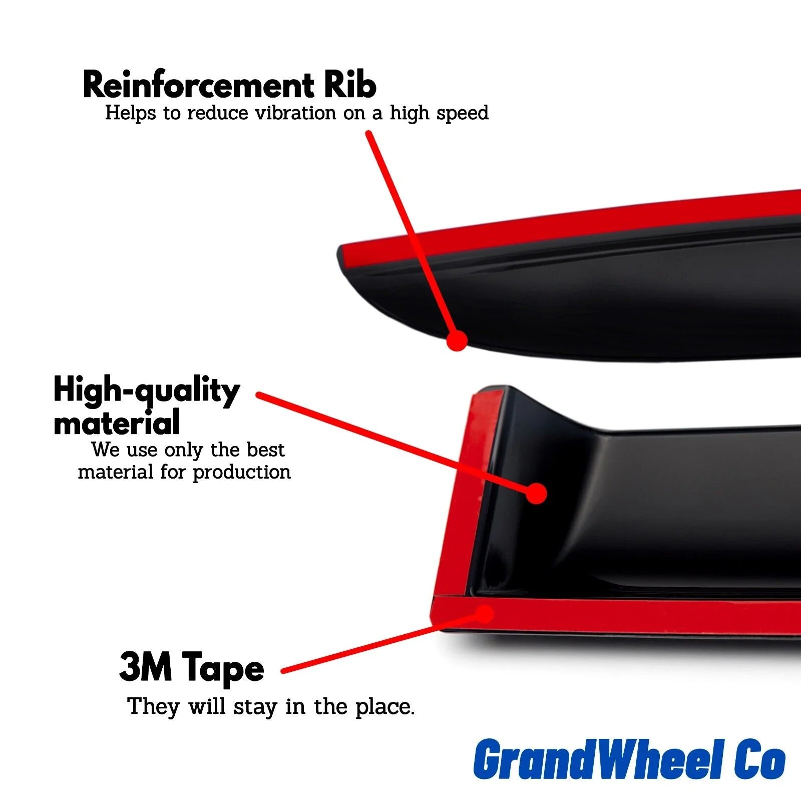 Smoke Tinted Tape-On Side Window Vent Visor Deflectors Rain Guards 4pcs P68293