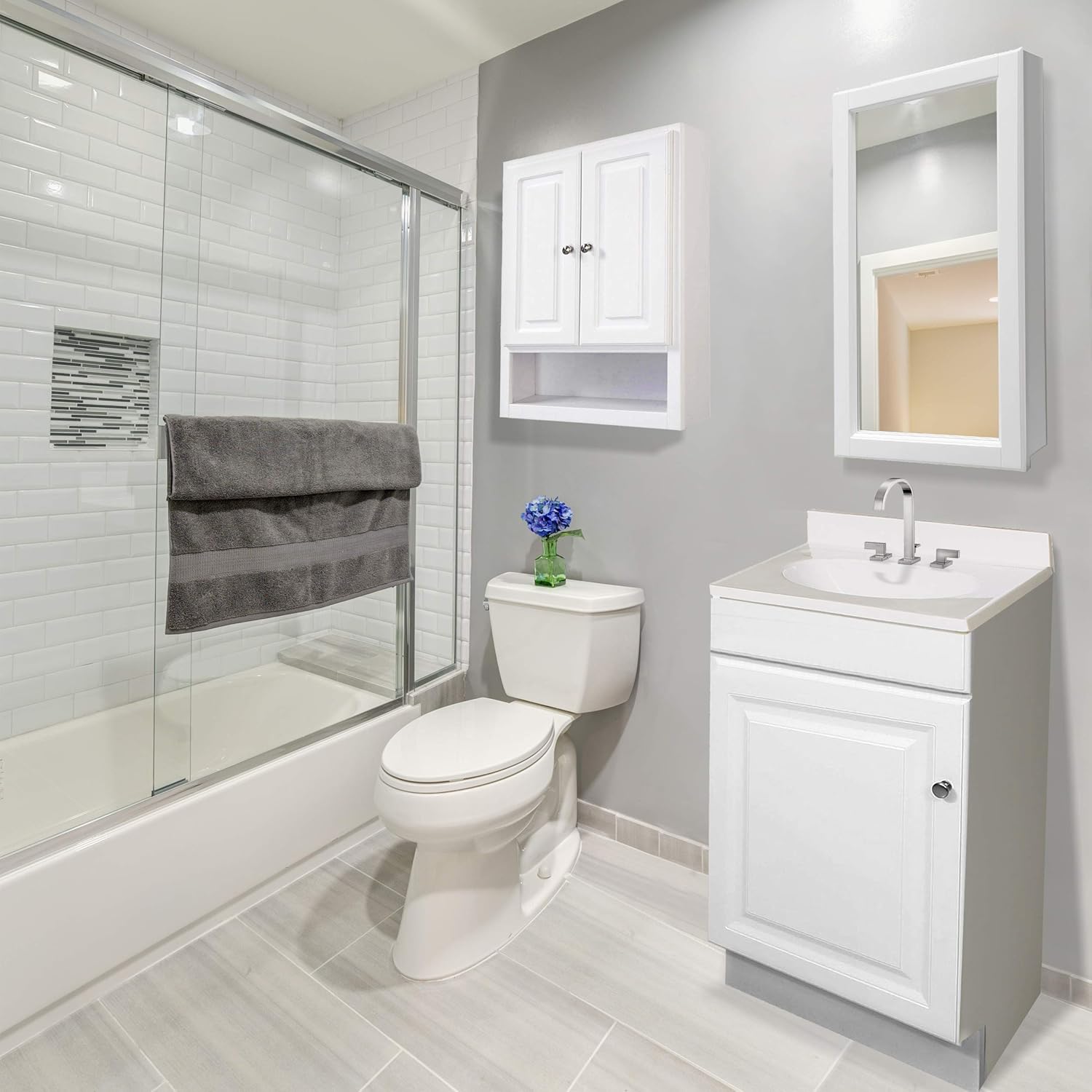 White 2-Door Bathroom Wall Cabinet B8840
