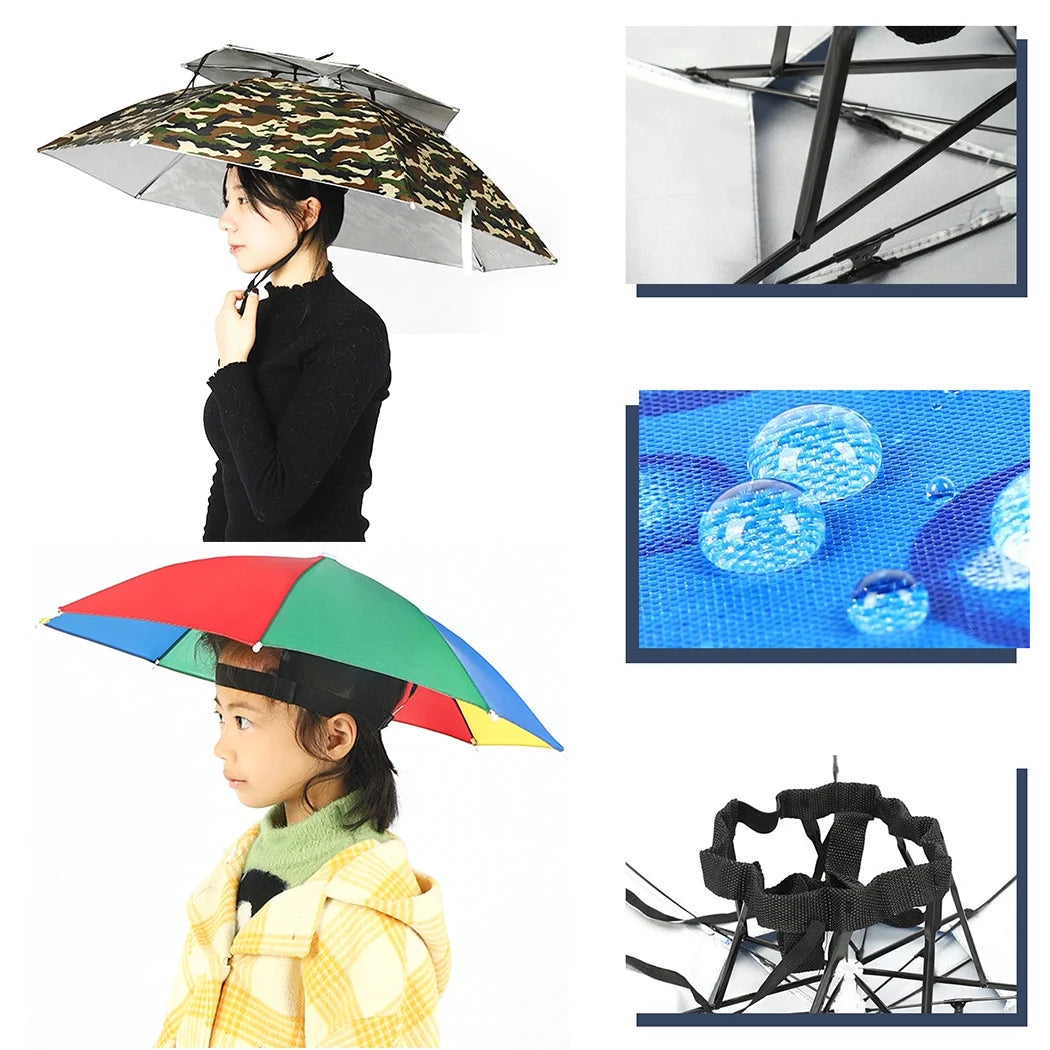 Folding Windproof Umbrella Hat I6431