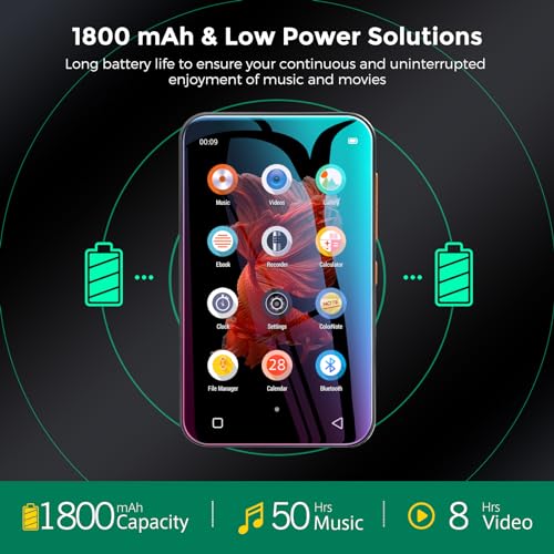 72GB MP3 Player with Bluetooth, 4.0" Full Touchscreen, Speaker, Voice Recorder, E-Book, Blue Z176210