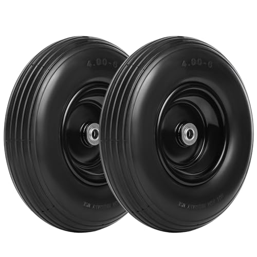 13 Inch Solid Flat Free Replacement Tires and Wheels 4.00-6 with 5/8'' Axle Bore Hole K9654