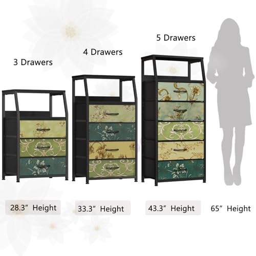 White 5 Drawer Fabric Dresser with Steel Frame B223903