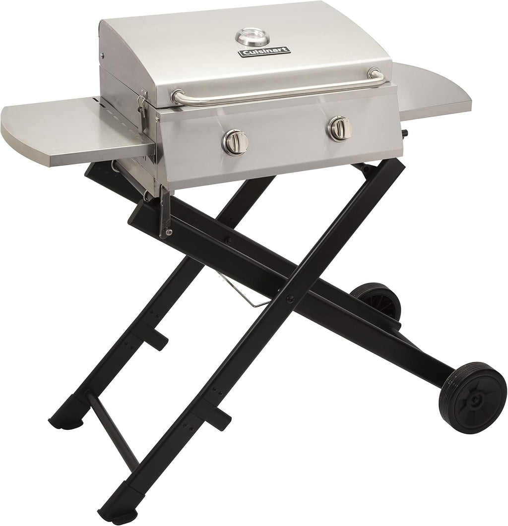 Portable Propane Tabletop Gas Grill, Two-Burner, Stainless Steel M897664