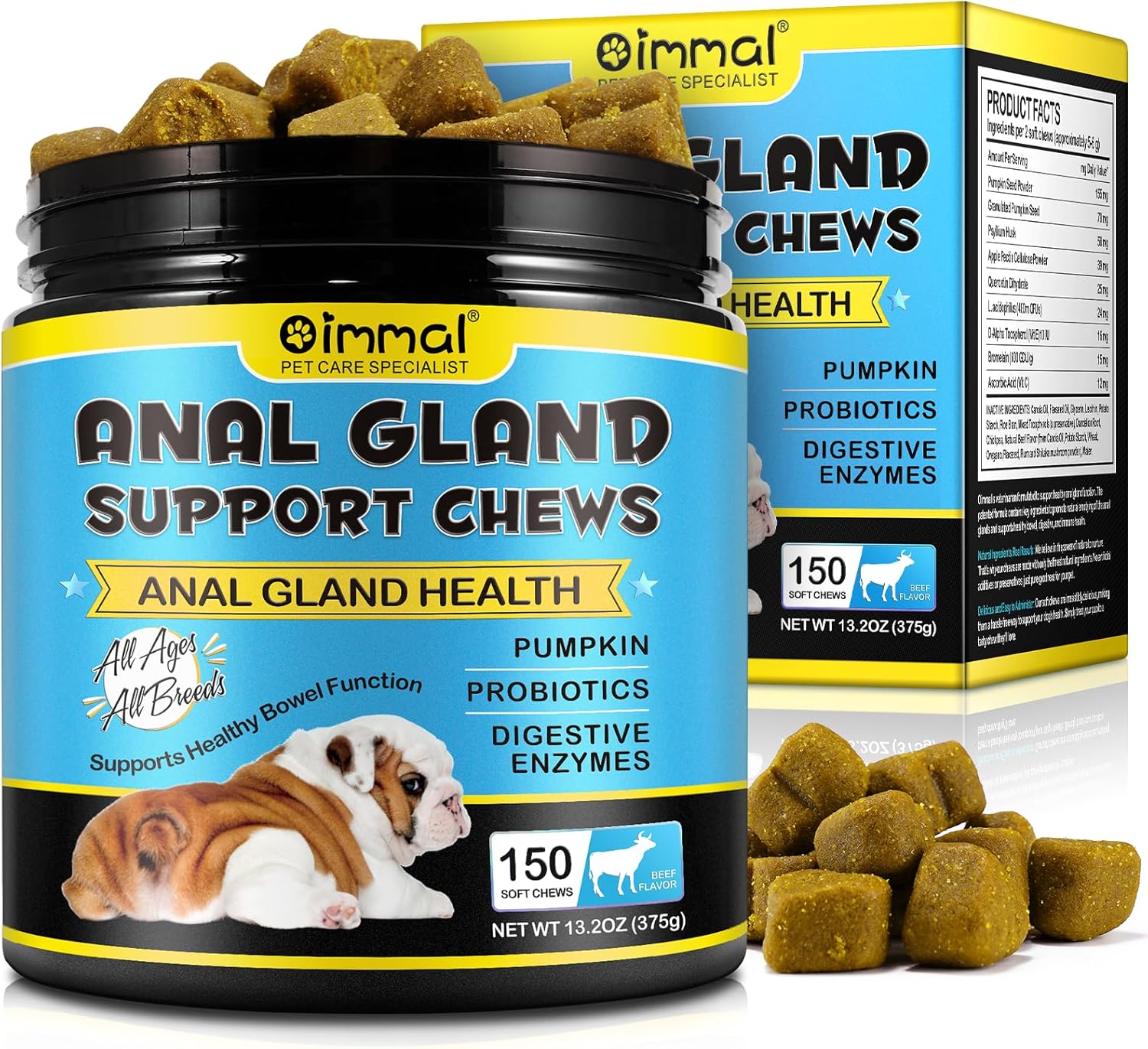 150 Pcs Dog Anal Gland Soft Chews with Pumpkin W4309