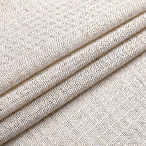 Natural Waffle Linen Kitchen Curtains 24 Inch Length 2 Panels F395