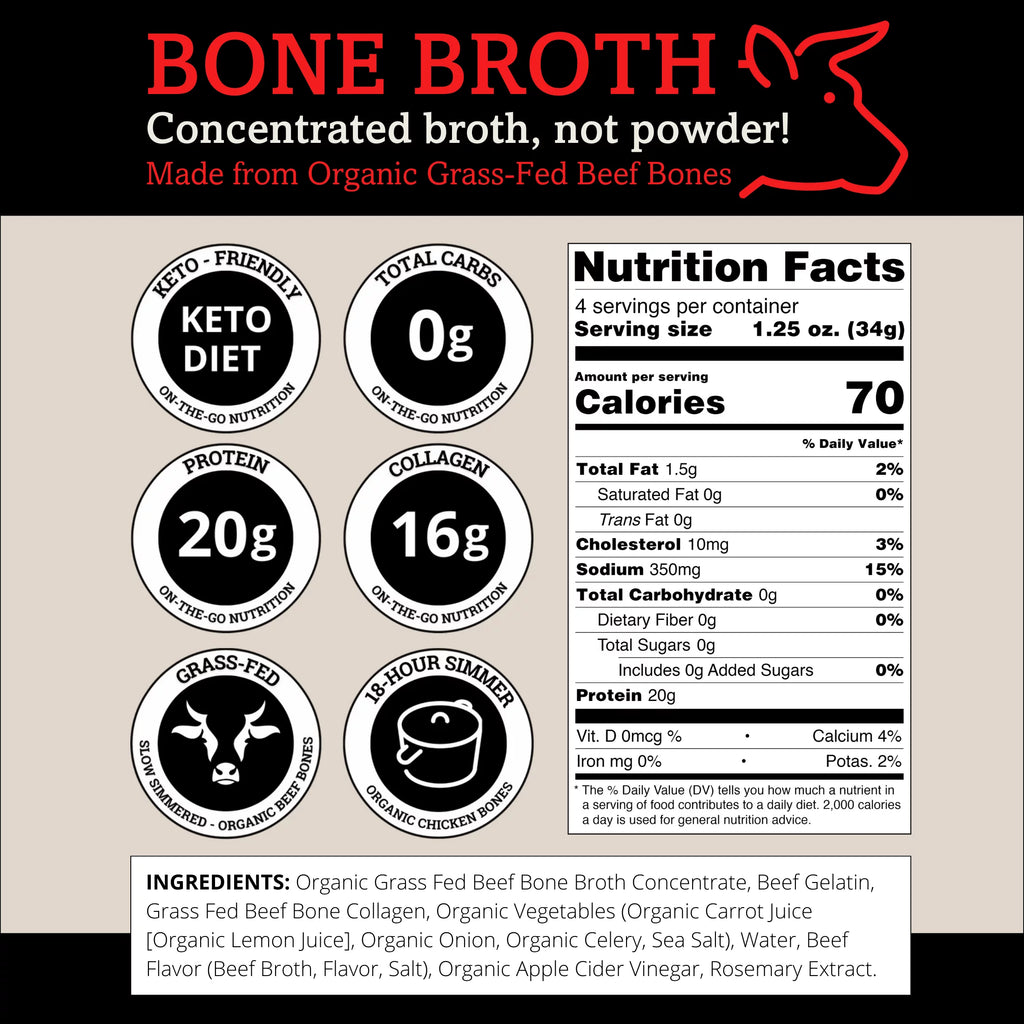 Bone Broth Single Serve Concentrate Beef 4 Count N266