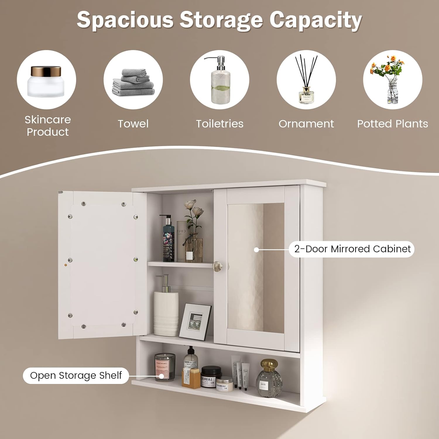 White Wall Bathroom Storage Cabinet H447794