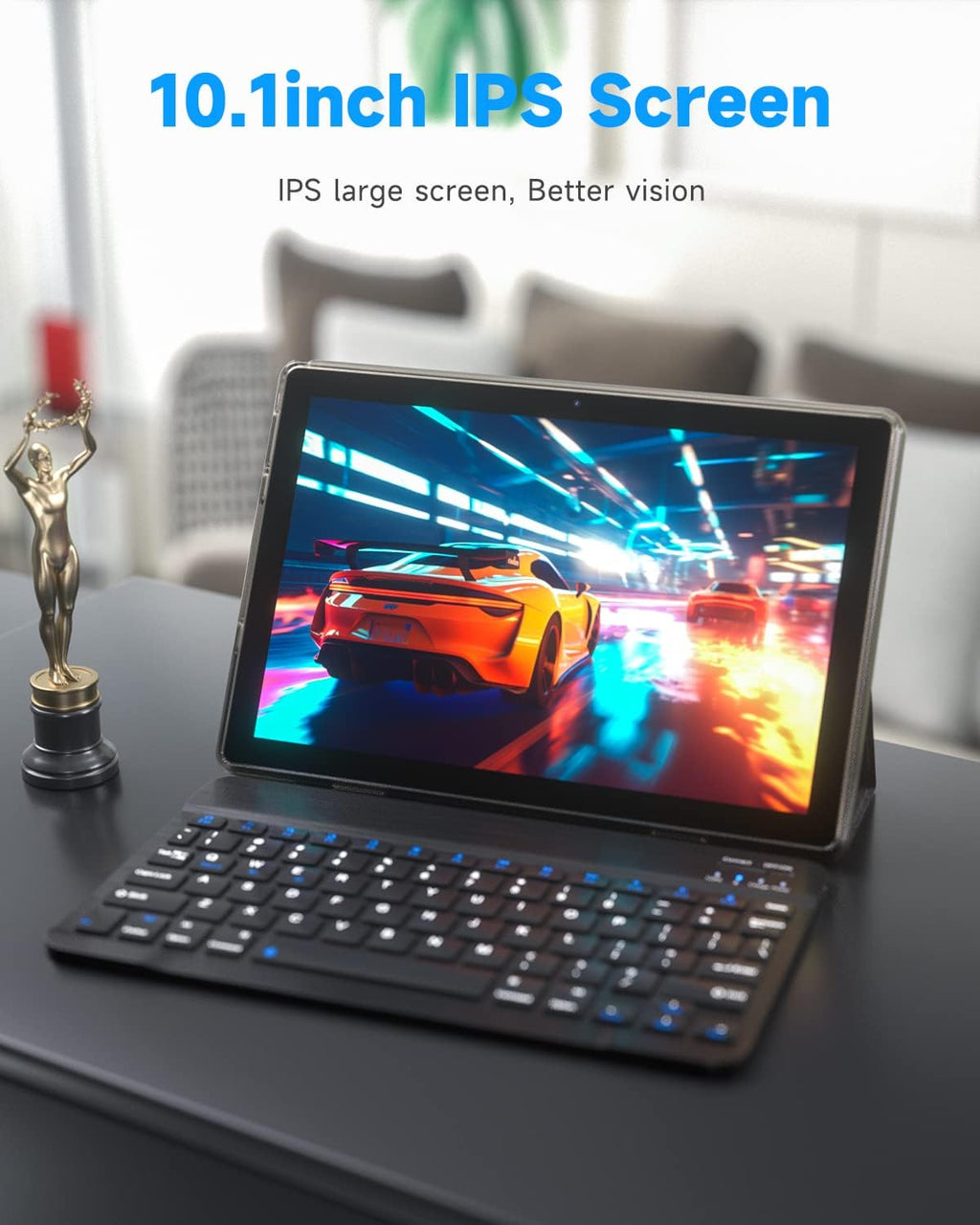 Black 10.1 Inch Android Tablet with Keyboard I16934