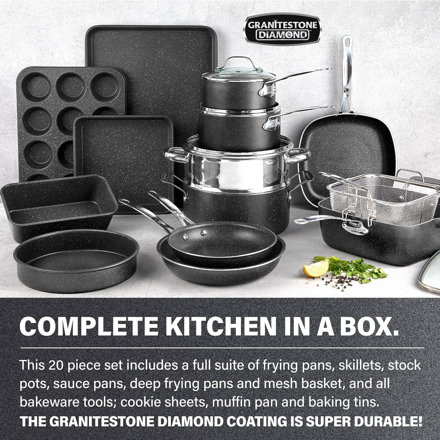 20 Piece Nonstick Cookware and Bakeware Set C4859